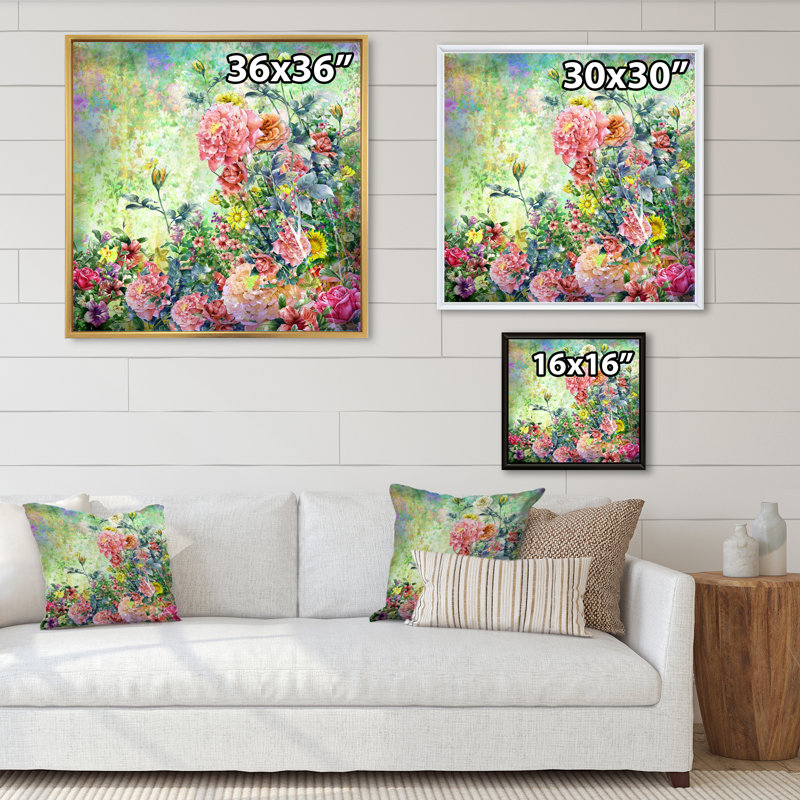 «Modern Modern Pink And Green Summer Garden III», reproduction d'art sur toile, H 16 po x l 16 po x P 1 po