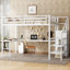 Structure de lit mezzanine en métal pleine grandeur, blanc pur, avec garde-robe de bureau en forme de L et DEL, idéale pour les petits espaces de chambre à coucher pour adolescents-129412614