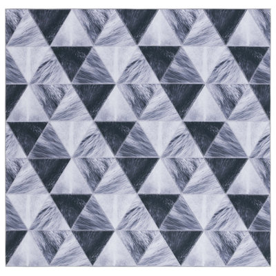 Tapis géométrique en polyester tissé à la machine gris clair / gris foncé