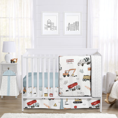 Ensemble de literie pour lit de bébé 4 pièces Construction Truck