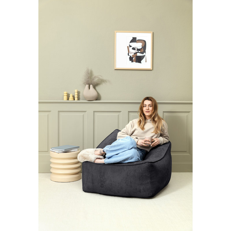 Fauteuil à billes en velours côtelé Inga, H 22 po x l 28 po x P 28 po, Gris