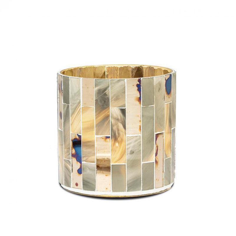 Mosaic Vertical Tile Hurricane Candle Holder, 4" H x 4" W x 4" D