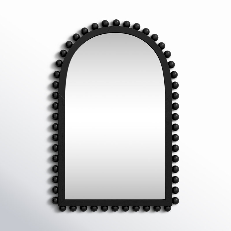 Waltham Solid Wood Arch Mirror, Black