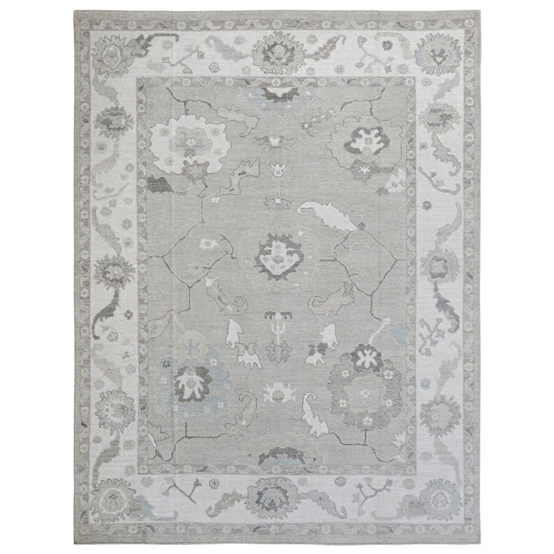 Tapis ivoire et argent noué à la main de haute qualité