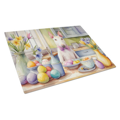 Décoration de planche à découper en verre Bull Terrier de Pâques