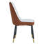Chaise de salle à manger moderne, dossier en cuir de polyuréthane brun clair avec pieds en métal noir, ensemble de 4 chaises d'appoint