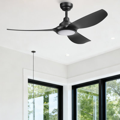 Ventilateur de plafond noir mat 52 po avec lumière DEL ajustable Honeywell Sirro