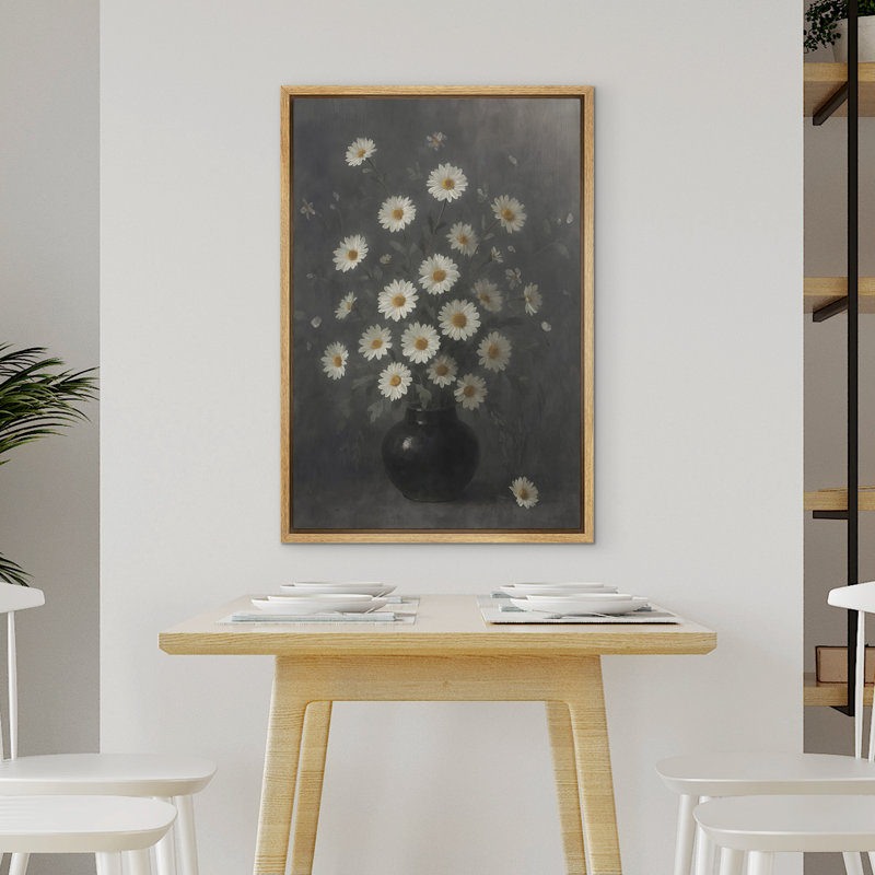 Reproduction d'art sur toile encadrée - œuvre d'art botanique florale rétro pour le décor du salon, H 36 po x l 24 po