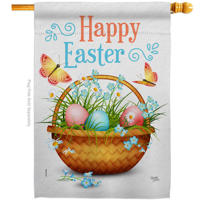 Double Sided 40'' H x 28'' W Polyester Easter House Flag