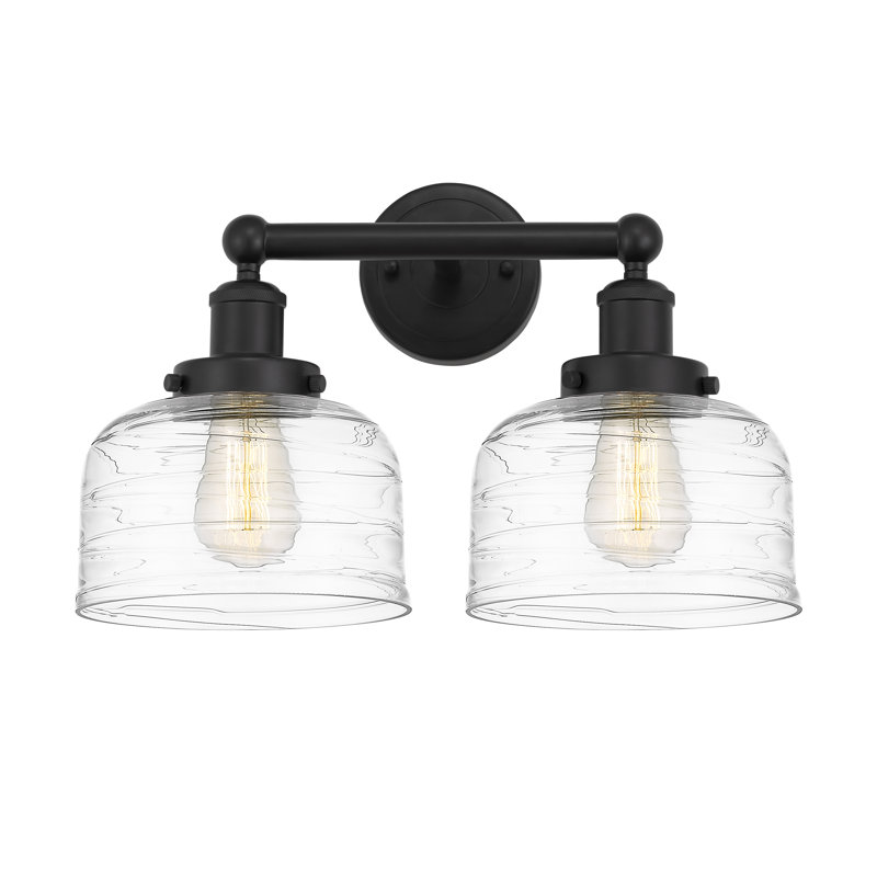 Éclairage pour meuble-lavabo à 2 lumières à intensité variable Anndy, Noir mat, Transparent