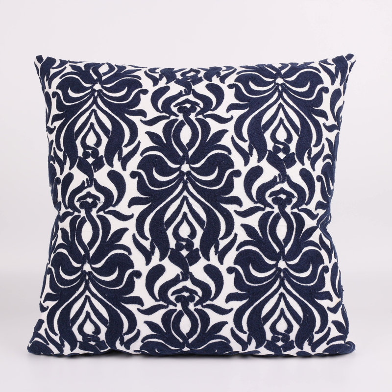  Indoor/Outdoor Cotton Throw Pillow, Navy, 18" x 18"