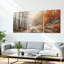 «Autumn Forest Path Landscape», ensemble de 3 reproductions d'art sur toile tendues sur toile-763463073