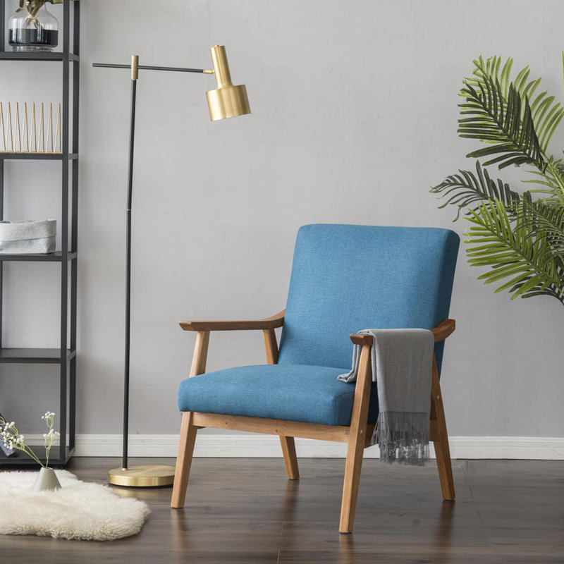 Fauteuil Antoinique d'une largeur de 73,99 cm, Mélange de polyester bleu