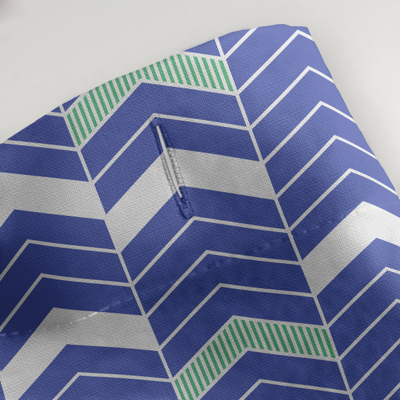 Rideau de douche simple à chevrons, Bleu / Blanc