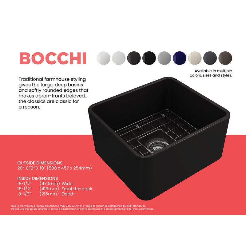 20'' L Farmhouse Kitchen Sink, Matte Black