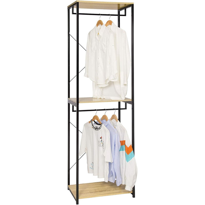 Kestner 60cm Industrial Pipe Clothing Rack, Black/Light Oak