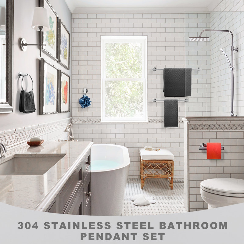 6 - Piece Bathroom Hardware Set, Silver