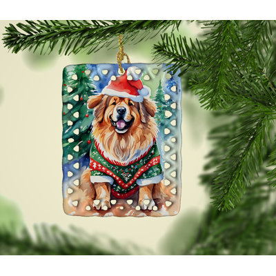 Ornement de Noël en porcelaine tibétain Mastiff