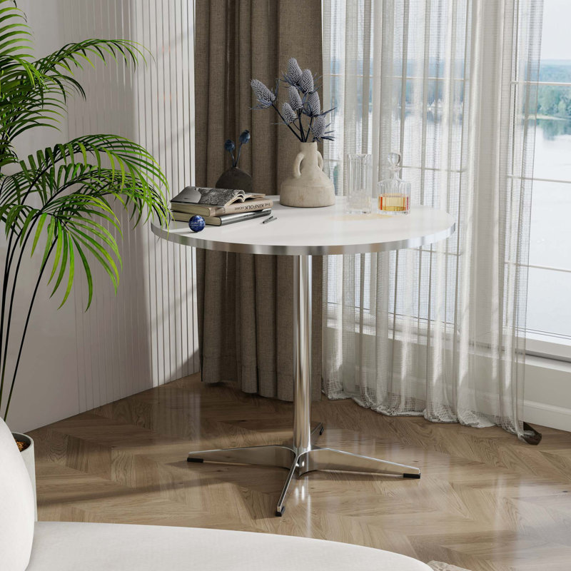 Modern Circular Dining Table And Small Tea Table, With A Minimalist Style
