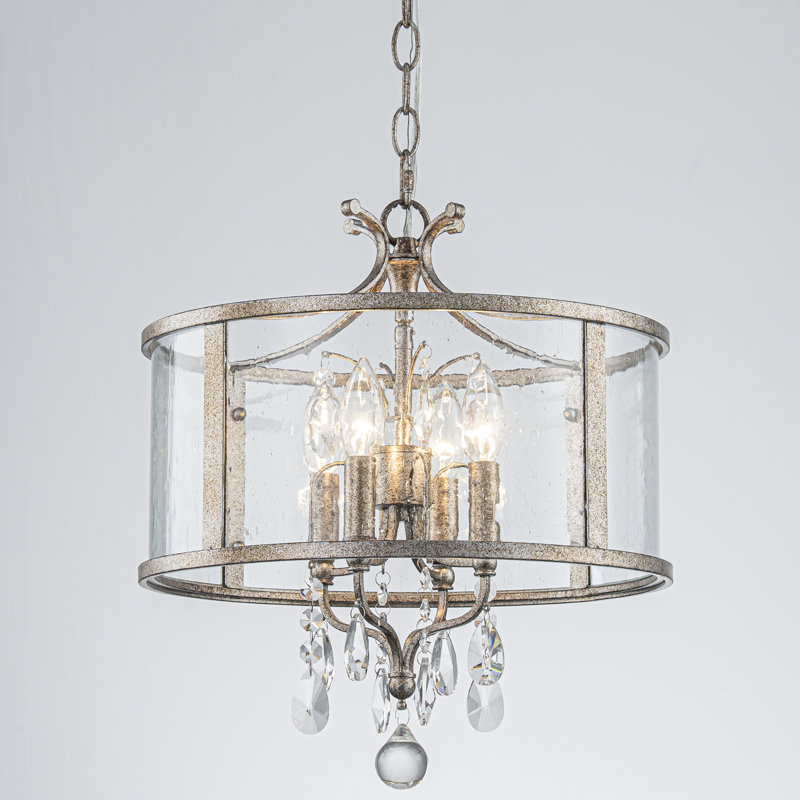 Luminaire suspendu cylindrique en cristal 4 lumières