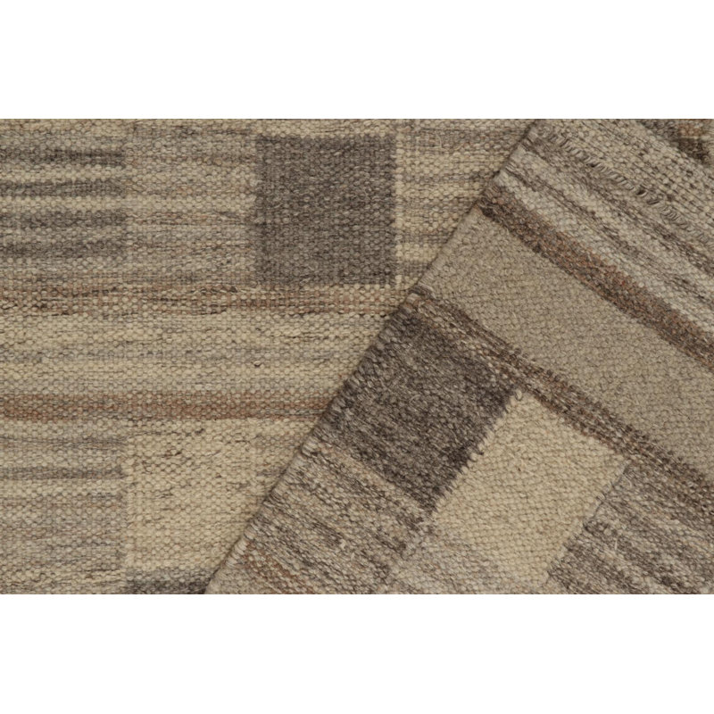 Scandinavian Wool Geometric Area Rug, Recatangle 8' x 10'
