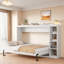 Lit escamotable avec 4 tablettes de rangement et motif à rayures verticales-1171868415-1171868414