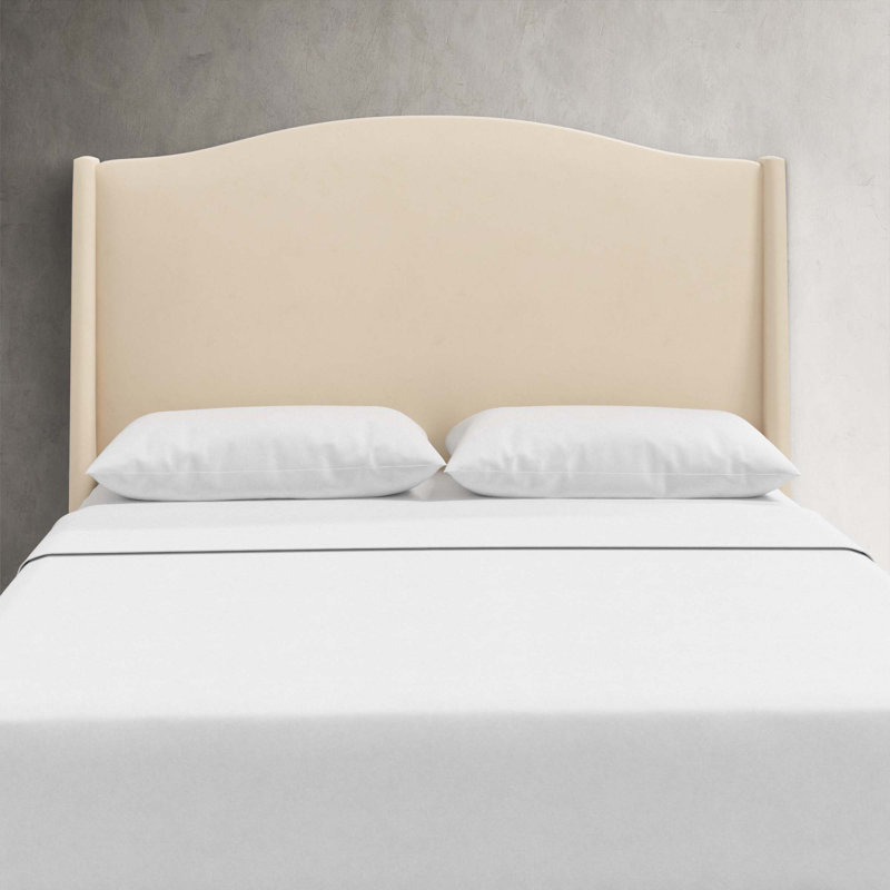 Byrd Upholstered Wingback Headboard, Full, Classic Pearl Performance Velvet