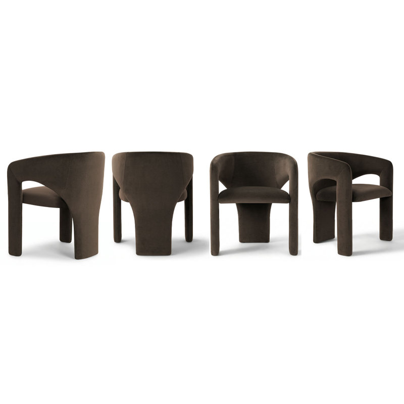 Ensemble de 4 chaises de salle à manger Modern Velvet, Brun chocolat