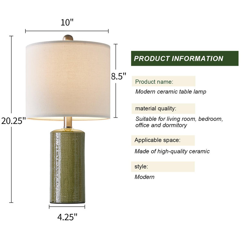 20.25" Small Table Lamps Set Of 2 Modern Ceramic Lamps For Living Room Farmhouse Bedside Lamps Boho Lamps For Night Stands Bedroom Lamps Side Table Lamps End Table Lamps