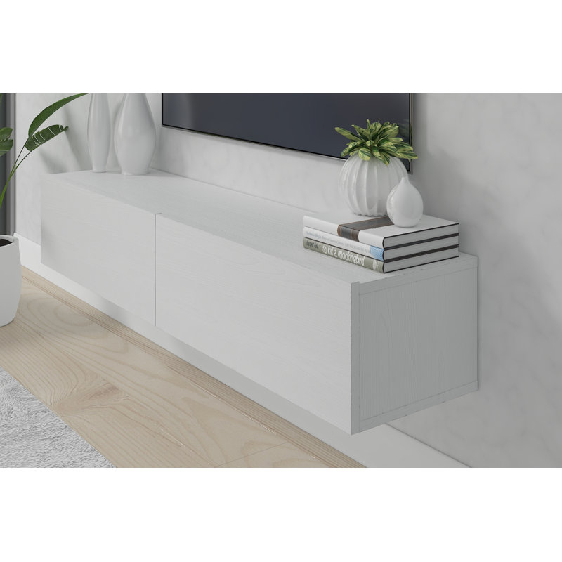Meuble télé flottant de 53 po Housley, Chêne blanc mat