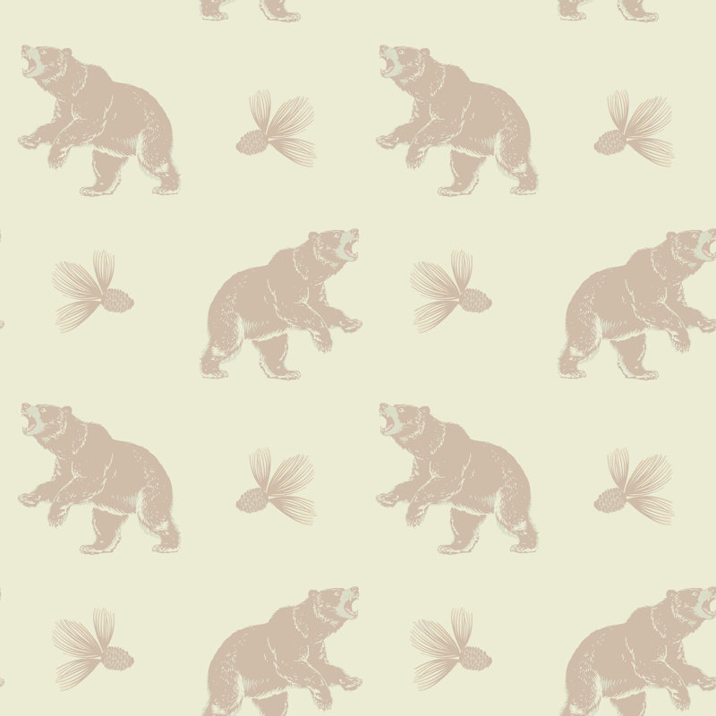 Roaming Black Bear - Wallpaper, Pale Rosewood, Faux Grasscloth