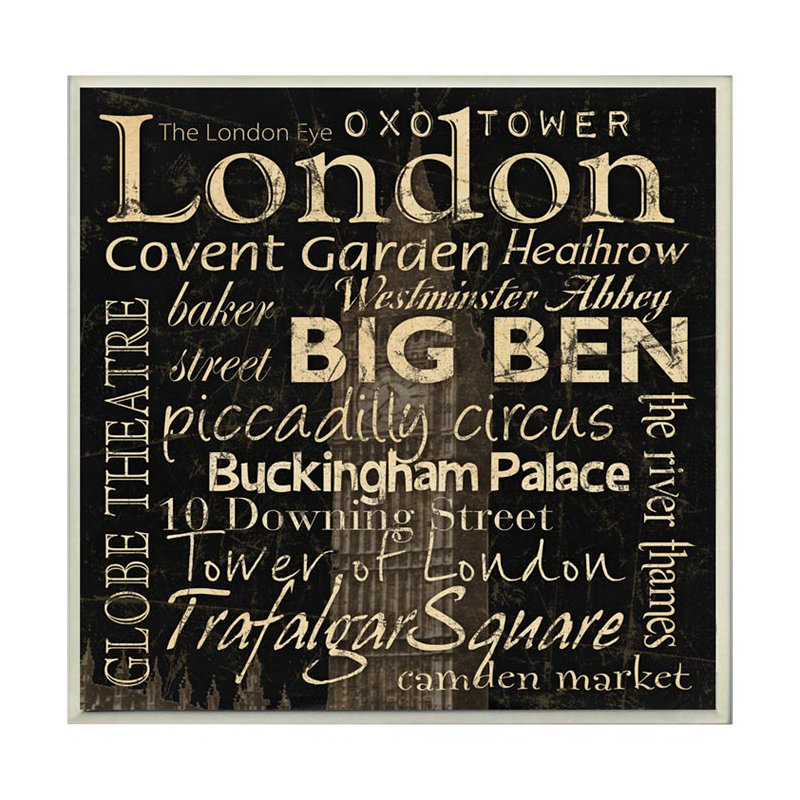 Ehme «London Repères», art textuel sur bois