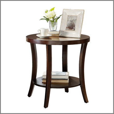 Perth Contemporary Oval Shelf End Table, Espresso