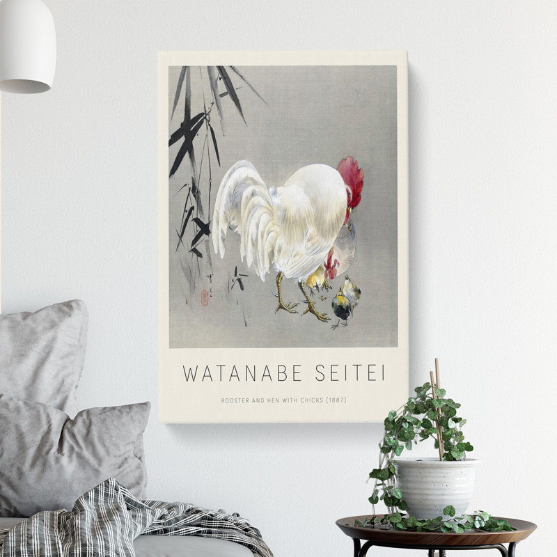 Rooster & Hen with Chicks Print by Watanabe Seitei - Wrapped Canvas, 76cm H x 50cm W x 3cm D