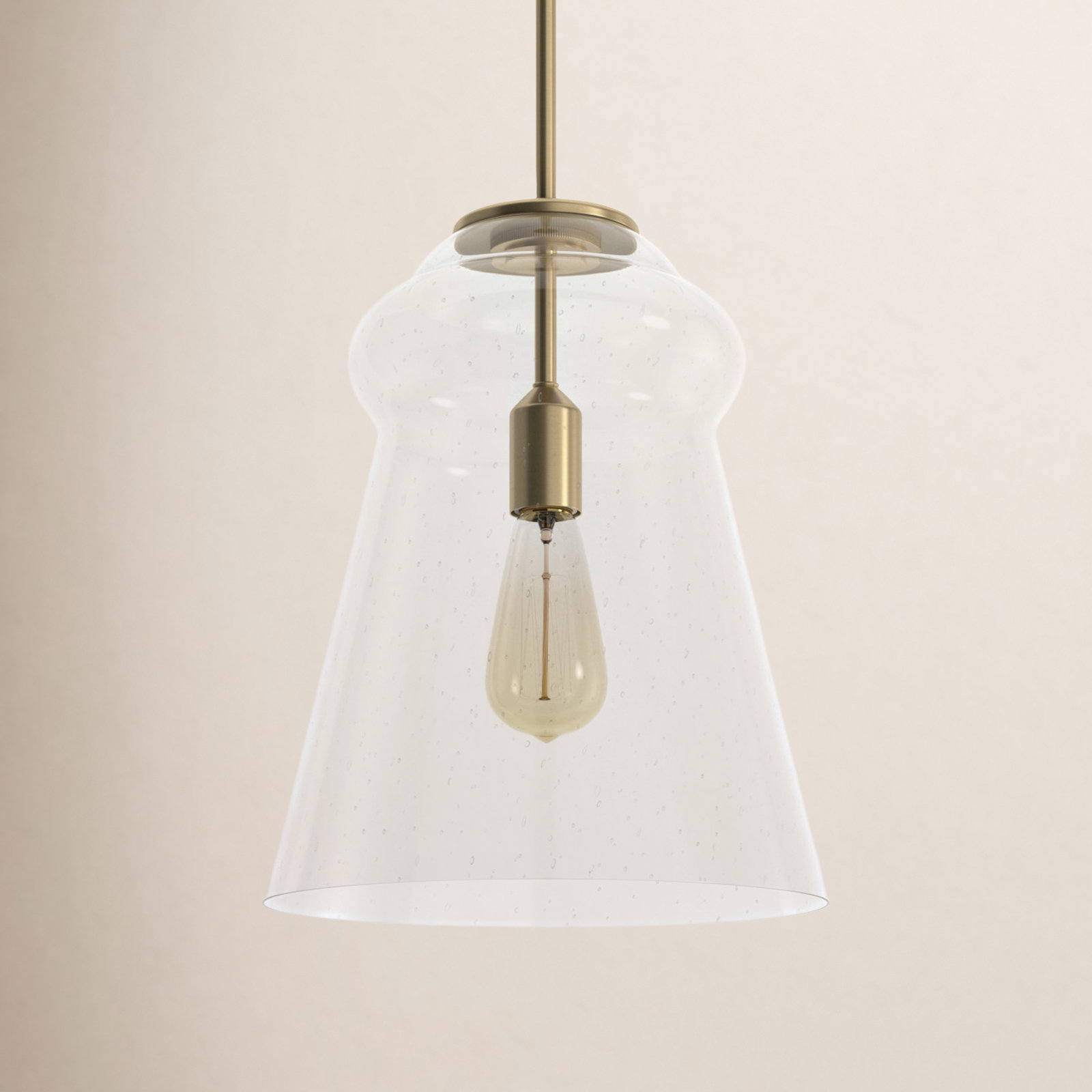 Single Light Glass Steel Dimmable Pendant, Satin Brass