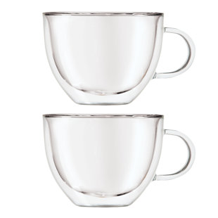 Hearth Double Walled Glass Coffee Mugs I 2, 8oz Smoked Glass  Insulated Coffee Mugs With Handles I Perfect Glass Tea Cups & Latte Cups