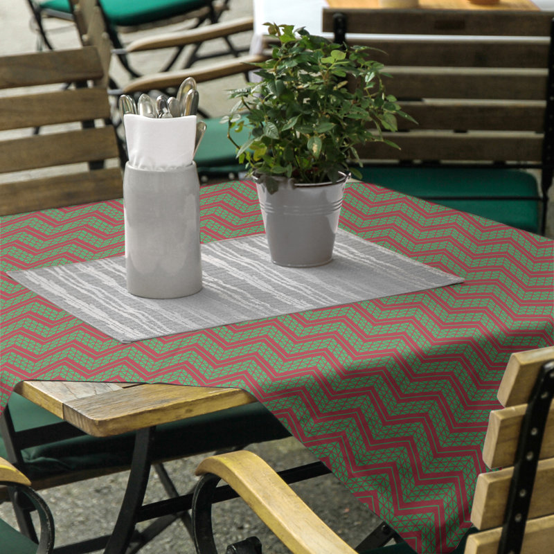 Festive Hol Tablecloth, 58" L x 58" W, Olive/Pink