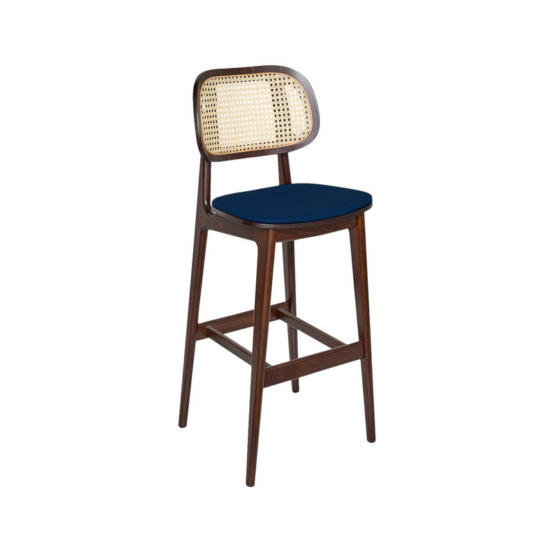 Tabouret 30 "Emma Cane, Brun, Bleu foncé