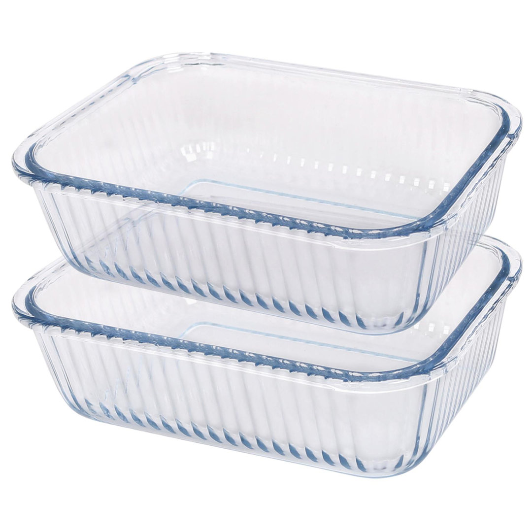 Argon Tableware - Optical Rectangular Glass Cake Baking Dishes - Set of 2