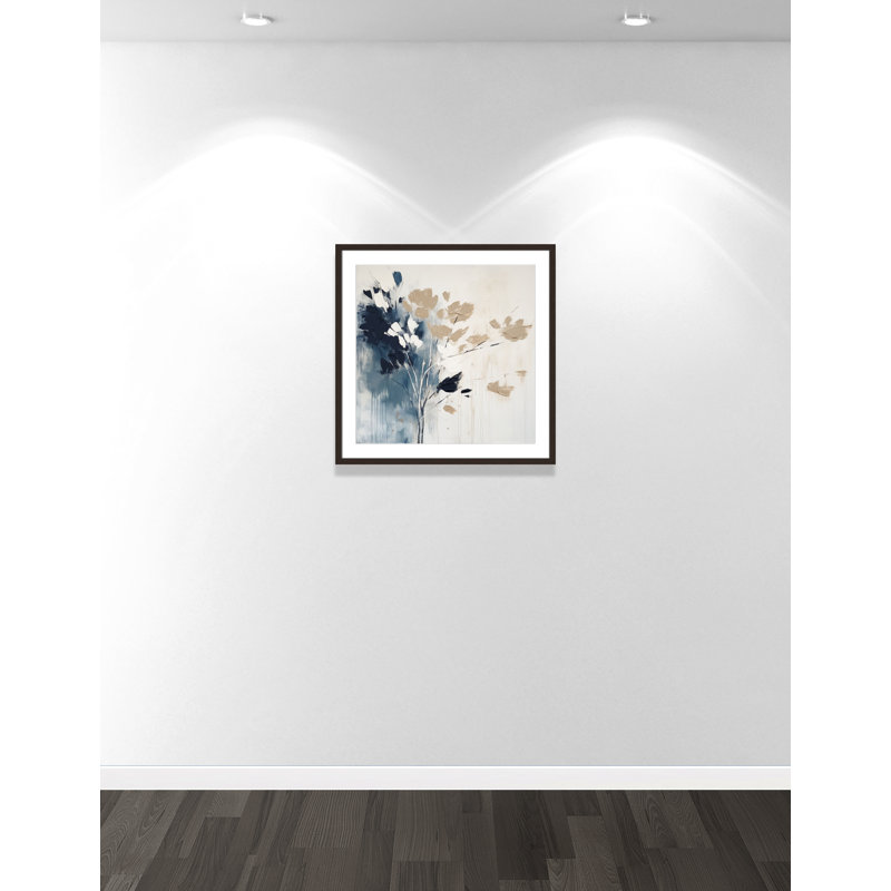«Bliue Earthly Neutralité I» par Irena Orlov, L 27,5 po x H 27,5 po, Imprimé mat, Noyer à grain ouvert