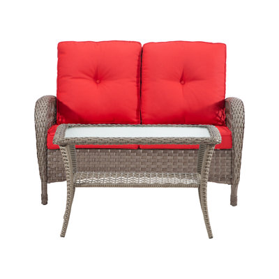 Chejuana Outdoor Wicker Loveseat with Table