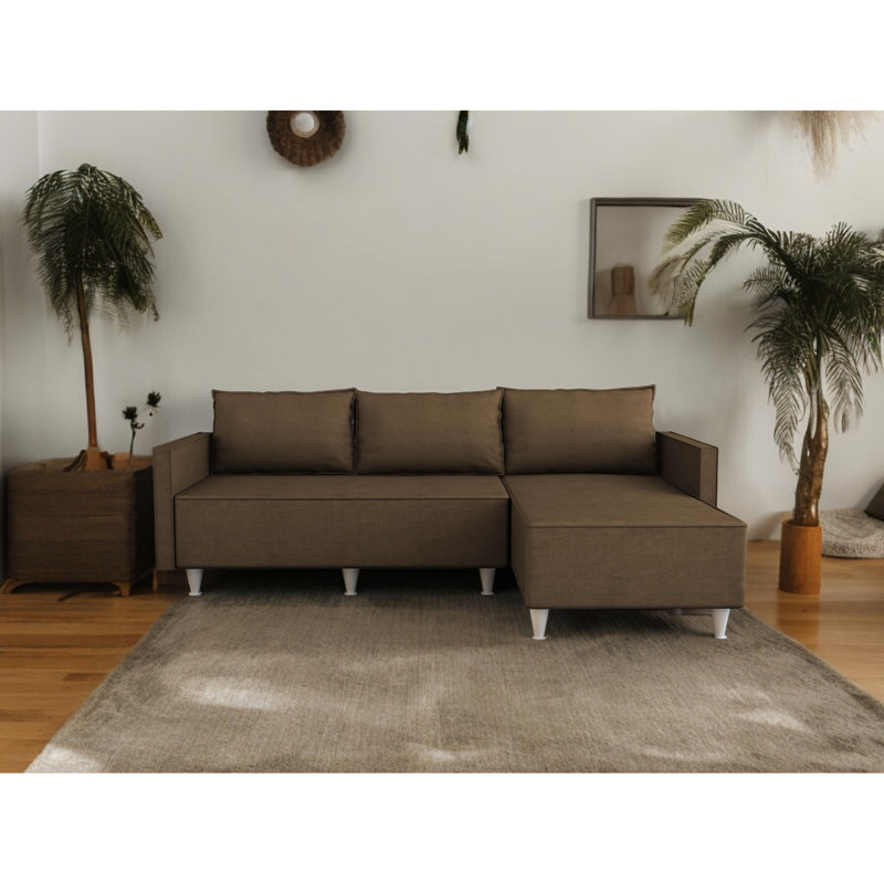 Canapé modulaire brun - réversible pour différents styles de décor de chambre, 5 avec mousse et bois massif, canapé modulaire à assemblage simple, espace de vie facile à assembler et confortable