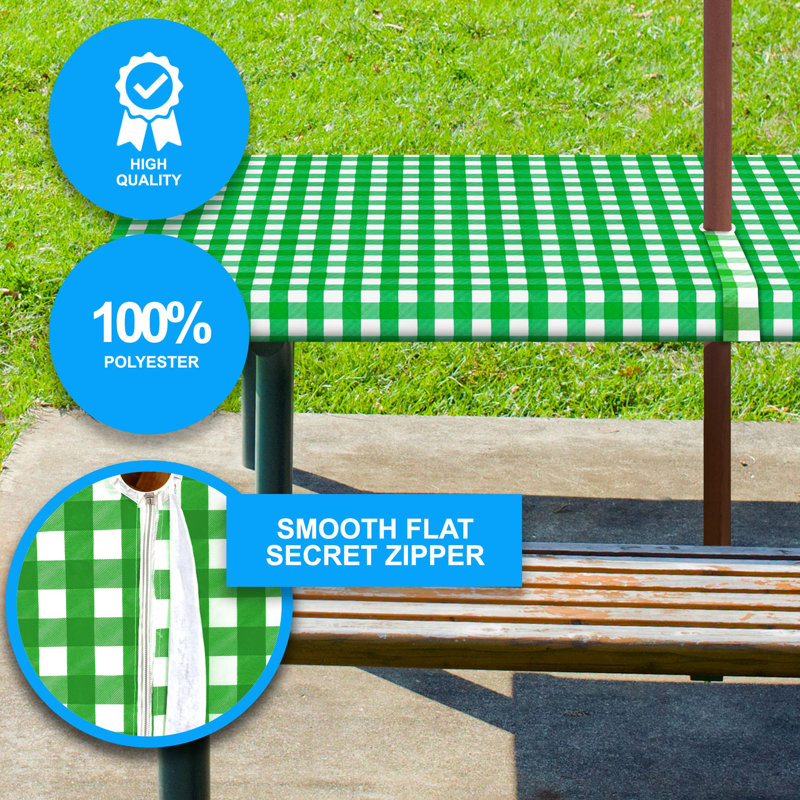 Tablecloth With Umbrella Hole Rectangle , Green, 72" x 30"