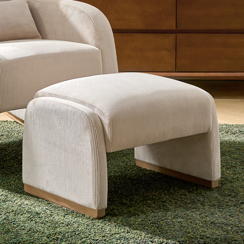 64cm Wide Rectangle Solid Colour Standard Ottoman, Beige