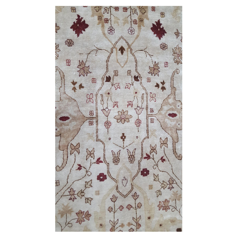 Agra Hand Knotted Ivory /Tan 14x21 Oversize Rug