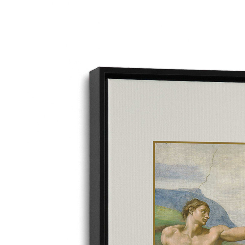 La création d'Adam par Michel-Ange, reproduction sur toile dans un cadre, H 24,75 po x l 36,75 po, Noir satiné