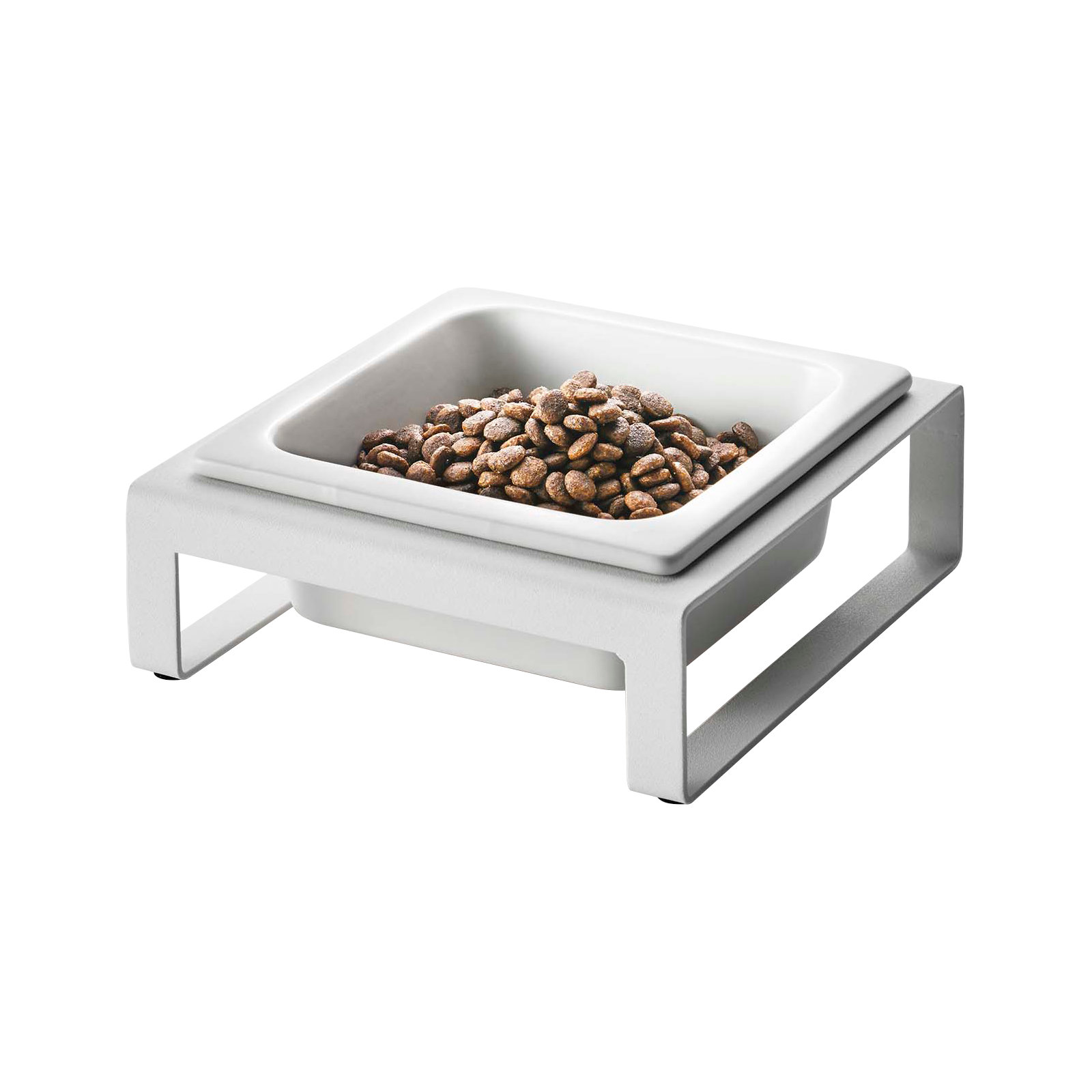Steel and Ceramic Elevated Feeder, White