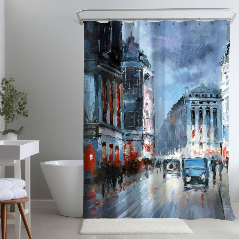 Shower Curtain CI169 – Polyester Shower Curtain, Dye Sublimation Print, 71" W × 74" L