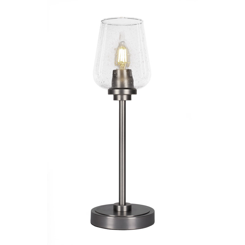 Whitmire Accent Lamp Shown With 5" Clear Bubble Glass, Graphite, 17.5" H x 5.5" W x 5.5" D, Seeded