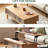 47"W Solid Oak Lifting Coffee Table With Fluted Glass-344370176